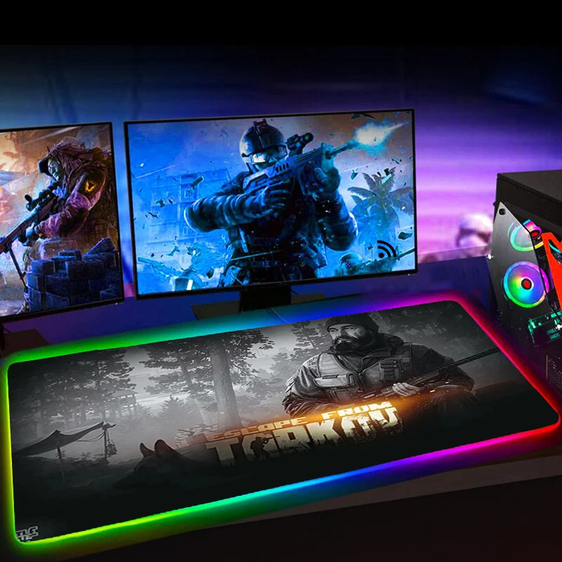 

Игровой коврик для мыши Escape из tarov RGB, резиновый нескользящий коврик для клавиатуры с подсветкой, размер XL 90X3 0, размер 25x35