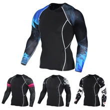 Мужская компрессионная футболка для фитнеса, спортзала, бега, Мужская футболка с длинным рукавом, быстросохнущая плотная баскетбольная профессиональная тренировочная одежда