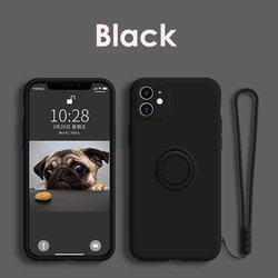 Universal Soft Silicone Ring Holder Phone Case - Premium Liquid Gel Cover - S8 (Black)