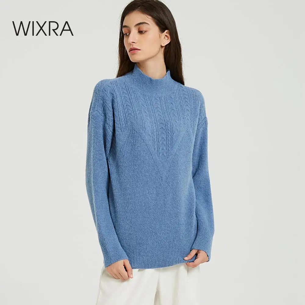 En Ligne Wixra chandails solide couleur bonbon chaud col roulé dames à manches longues tricoté pull pulls femmes pulls 2019 automne hiver