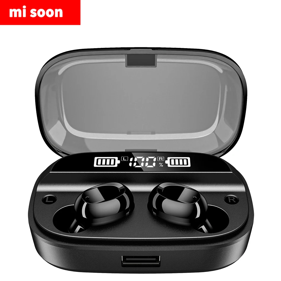 

T18 Wireless Bluetooth Headset 5.0 Dual Call Stereo Touch Earbud TWS Digital Display Earphone