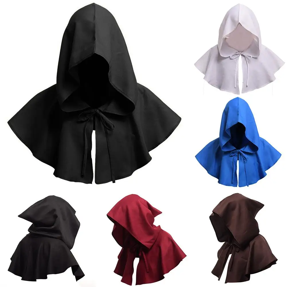 YunFeel Halloween Grim Cowl Cloak Cosplay Costumes Medieval Wicca Pagan Hood Hat Hooded Poncho for Men Women 