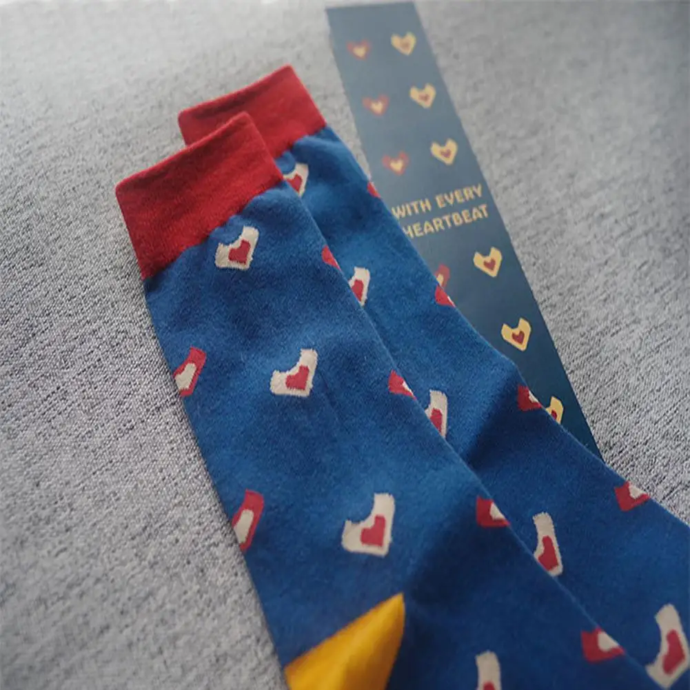 Yiwa Men Women Retro Style Cartoon Cotton Mid-calf Length Socks