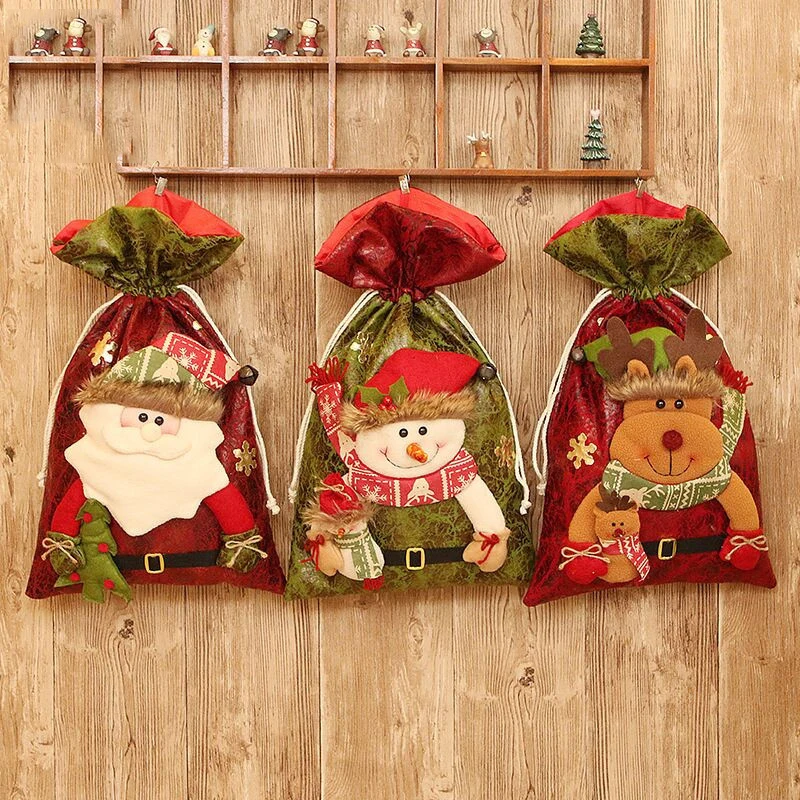 

Exquisite Christmas Day Decoration Santa Large Sack Stocking Big Gift Bags Christmas Santa Claus Xmas Gifts Navidad Bags 55x35cm