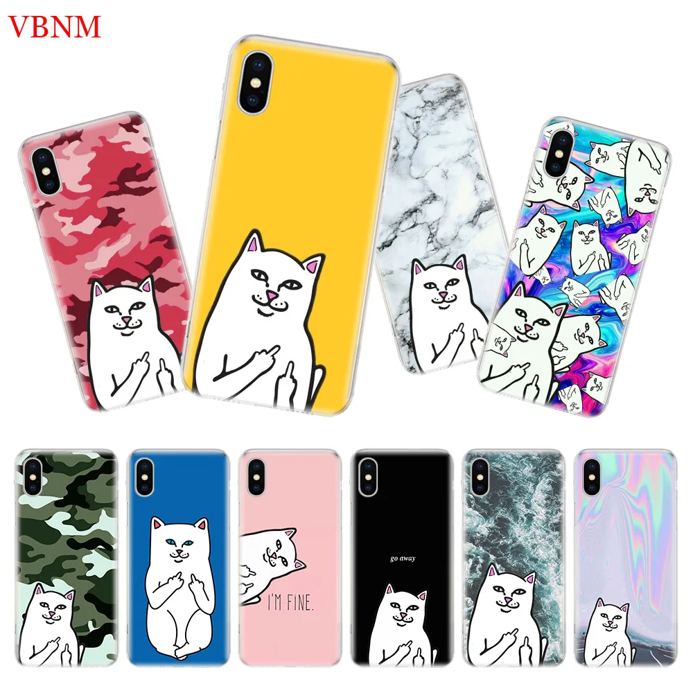 

Rip N Dip Cat Print Funny Back Cover Phone Case For iPhone 7 8 6 6S Plus X 10 Ten XS MAX XR 5 5S SE Art Fashion Shell Coque