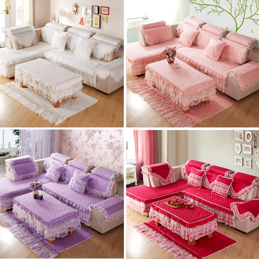 Stylish luxury cotton sofa cover Cushion pillow High-end Non-slip lace couch covers for sofas Girl living room decor | Дом и сад