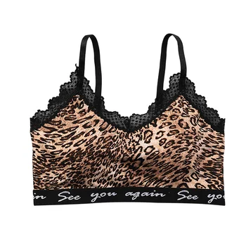 

Summer Push Up Fitness Leopard Print Sexy Lace Seamless Breathable Vest Sports Bra Adjustable Strap Workout Beauty Back