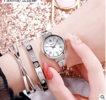 

Faxina 2019 New Leisure Fashion Ladies Watch Set Three-piece Bracelet Set Drill Waterproof Woman Quartz Watch Relogio Feminino