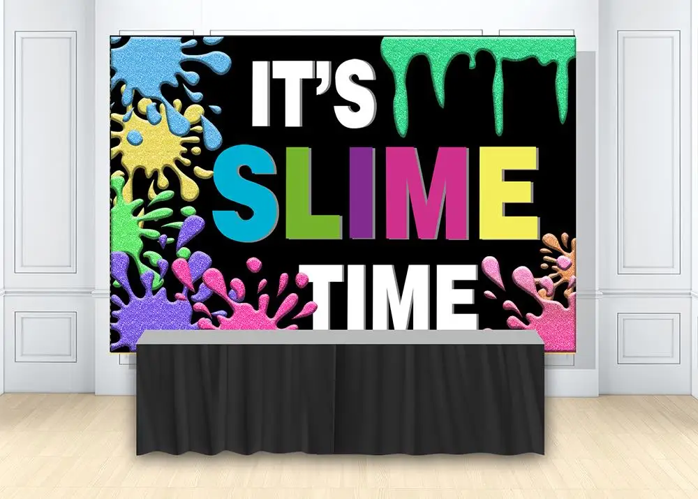

HUAYI Slime Party Backdrop Colorful Graffiti Glow Slime Theme Fiesta 1st Birthday Party Baby Shower Decoration Background w-2167