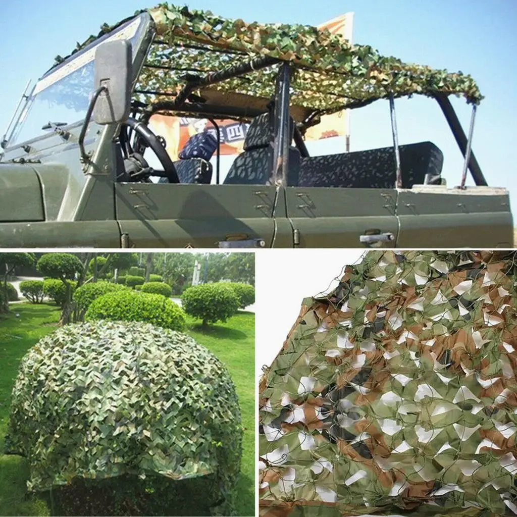 2mx3m Hunting Camping Woodland Double-sided Camouflage Net Camo Netting Hide Cover Sunshade Shelter
