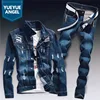 Spring Mens Denim Two Piece Set Hole Ripped Slim Fit Jacket Jeans Sets Male Casual Vintage Ropa Hombre Cargo Suit Streetwear ► Photo 1/6