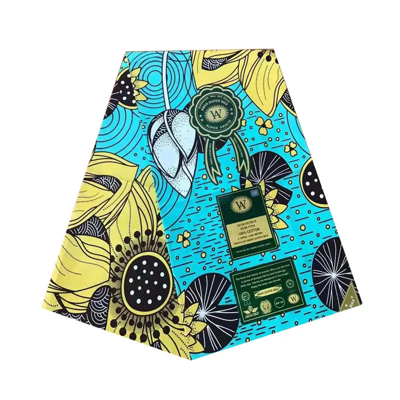 Африканский воск, Анкара, напечатанный в ткани, голландский блок, хлопок, 6 ярдов/шт, мягкий дышащий Африканский женский V-L 717