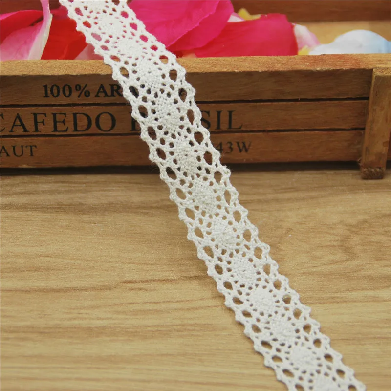 

22 мм хлопок кружево отделка цвета слоновой кости ткань Швейные аксессуары ткань свадебное платье украшение ленты ремесло поставки 50 ярдов LC007