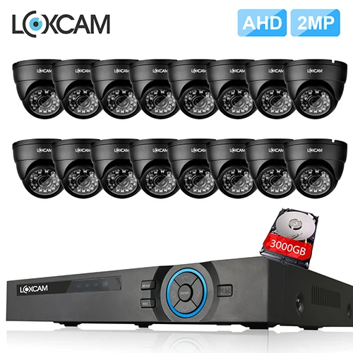 LOXCAM h.265 8Ch hdmi 1080p система видеонаблюдения HD 1080p 2MP IP66 Крытый Открытый комплект камер видеонаблюдения P2P система видеонаблюдения Комплект - Цвет: 16CH DVR x 16 Camera