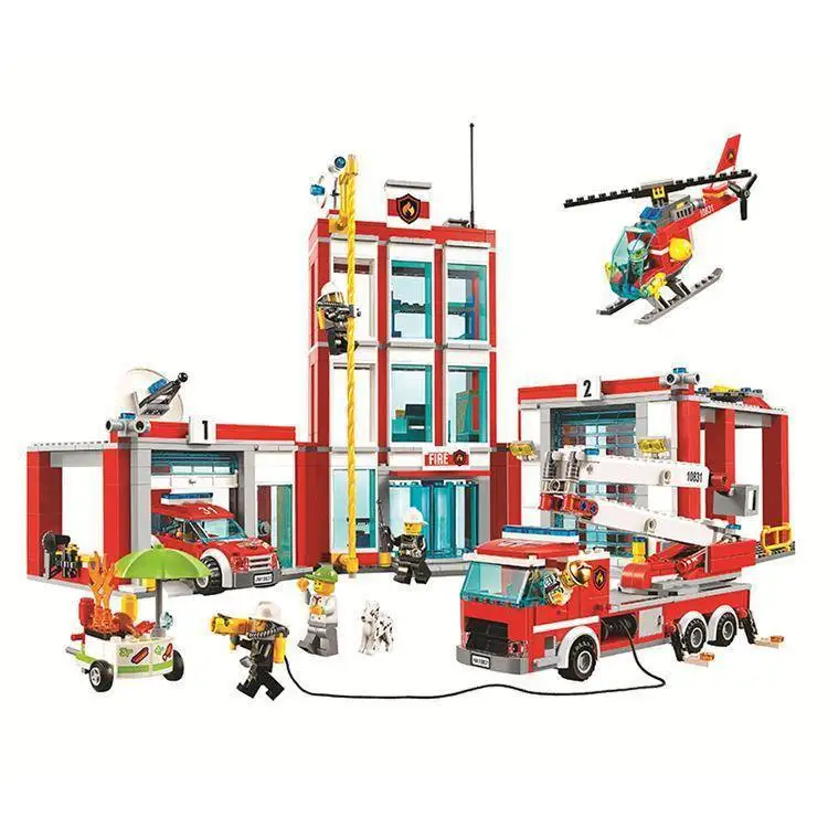 

958pcs City Fire Station Building Blocks Set Technic Truck Car Model Brick Toys For Children Boy Kids Birthday Gifts