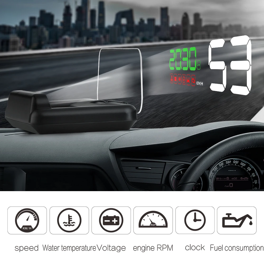 HUD C500 дисплей автомобиля gps OBD OBD2 диагностический инструмент проектор Цифровой измеритель скорости автомобиля сигнализация безопасности