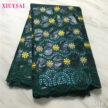 

2020 African Dry Cotton Lace Fabric ,swiss voile lace in switzerland green nigerian lace fabrics for nigeria party dress SK418