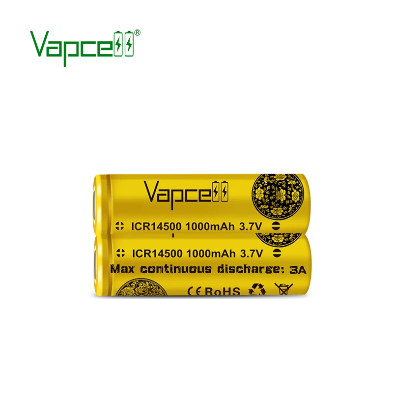 Бесплатная доставка Vapcell официальный оригинальный ICR 14500 1000mah 3A 3 7 V литий ионный