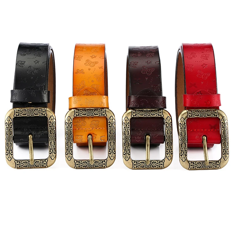 Модный ретро женский ремень, трендовый принт, искусственная кожа, пряжка, женский ремень, повседневные ковбойские штаны, дикие ремни, роскошные ремни