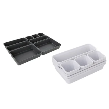

8Pcs Storage Organizer Box Drawer Make Up Brush Clothes Holder Cover Tidy Set