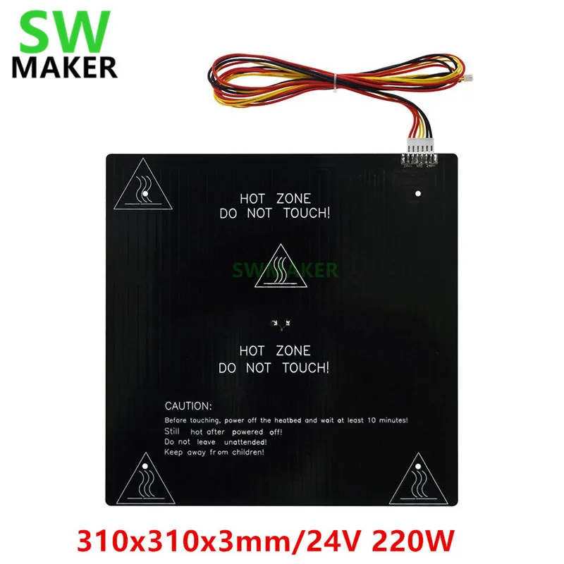 

24V 220W Large Printing Size 310*310*3mm Aluminum Heated Bed Upgraded Aluminum Heating Bed Hotbed Welded for Creality CR-10
