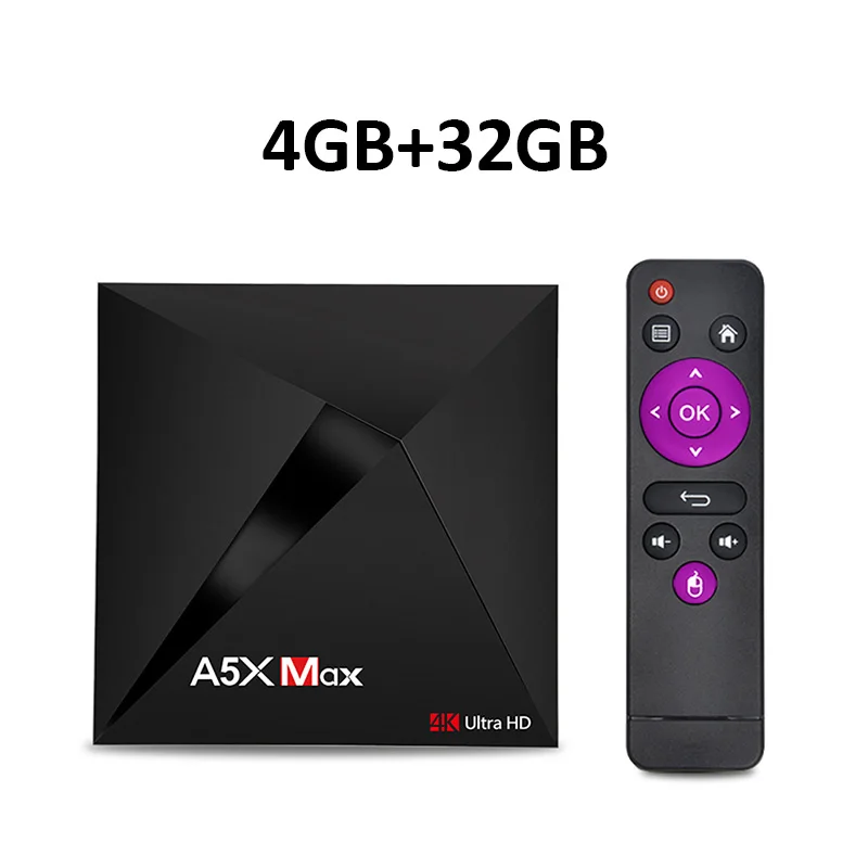 A5X MAX Android 9,0 4 ГБ 32 ГБ ТВ приставка RK3328 4K BT 4,1 USB 3,0 2,4G WiFi 100M Lan Смарт медиаплеер HD2.0 ОТТ ТВ приставка - Цвет: 4G32G