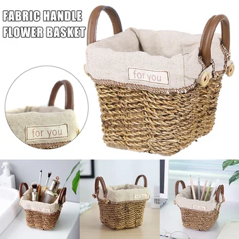 

Hemp Rope Woven Basket With Fabric Liner And Side Handle Mini Flower Basket Decorative Ornaments For Household MJJ88