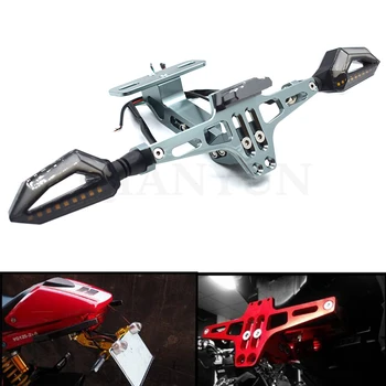 

Universal motorcycle license plate frame bracket with LED signal bracket for Suzuki GSXR600 GSXR750 GSR600 GSR750 SFV650 GLADIUS