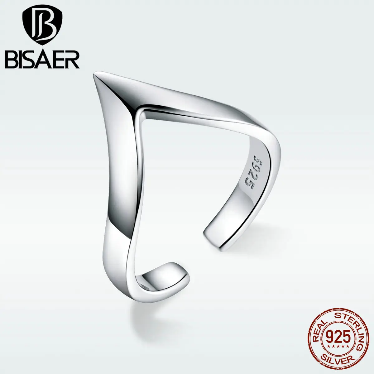 BISAER, подлинные 925 пробы, серебряные, рок, хип-хоп, женские кольца на палец, ювелирные изделия из стерлингового серебра, простые кольца GXR470