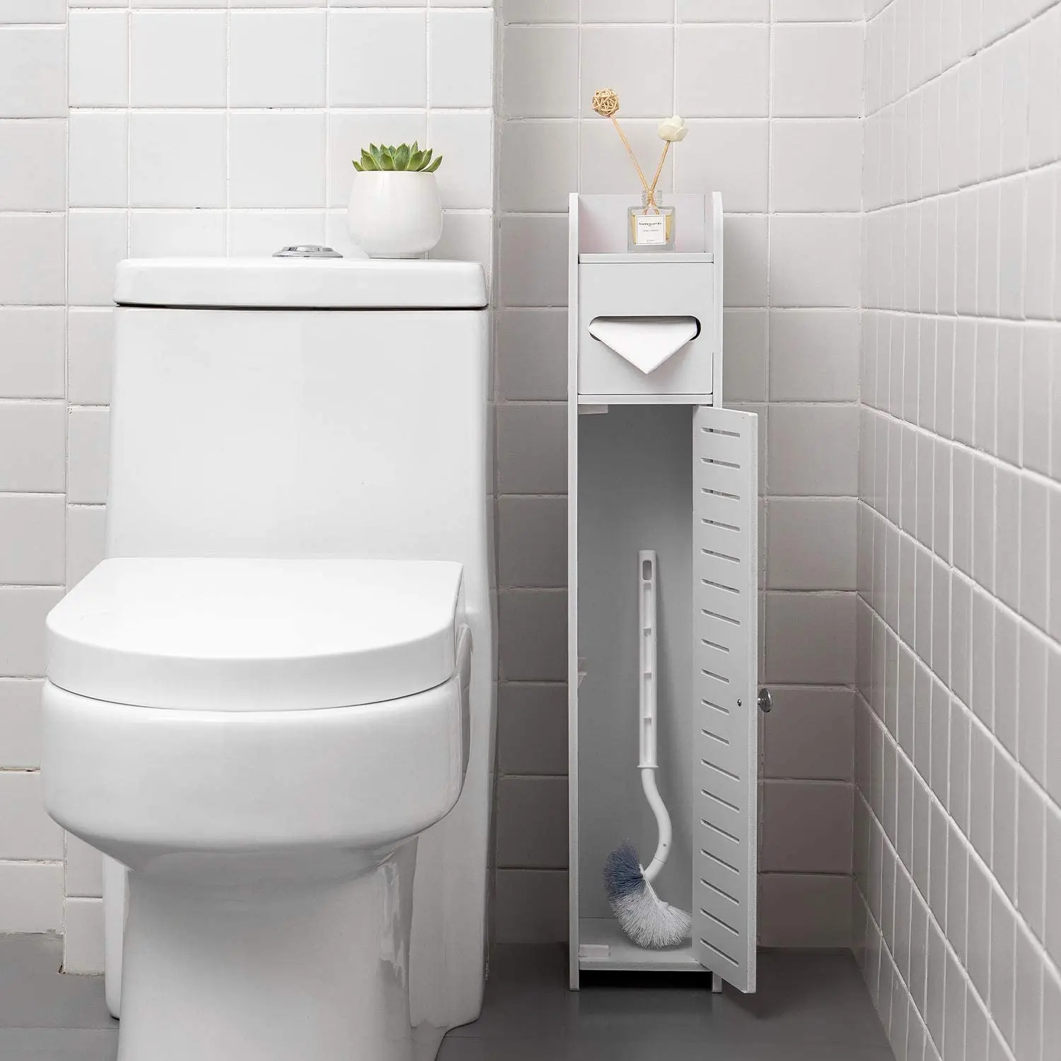 Floor Standing Cabinet Unit Bathroom Storage, Toilet Storage Cabinet for  Skinny Bathroom Storage Corner Floor, Slim Toilet Paper Storage Cabinet, No  Need Installation - Yahoo Shopping