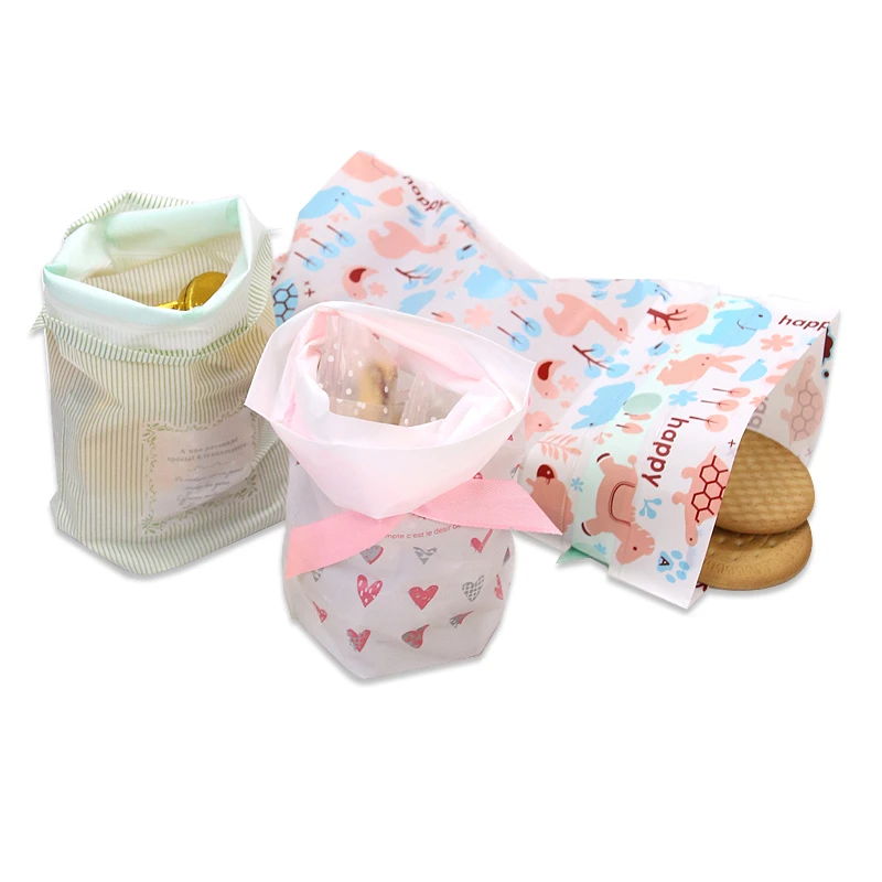 LBSISI Life 10 шт. пластиковая сумка на шнурке с лентой для закусок печенья конфет
