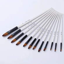 12 Pçs/set Nylon Cabelo Punho De Madeira Pincel Aquarela Conjunto de Canetas Pintura A Óleo pintura Acrílica Arte Escovas de Pintura Suprimentos de Aprendizagem