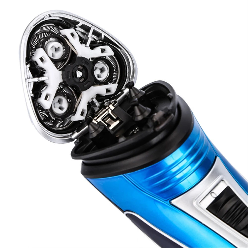 KEMEI перезаряжаемый электробритва для мужчин водонепроницаемый станок для бритья 3D тройное плавающее лезвие бритва борода станок для бритья мужчин s