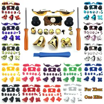 

JCD Full Set Chrome Button Replacement For Xbox One Elite Dpad ABXY Trigger Butto Grips Stick Parts for Xboxone Elite Controller