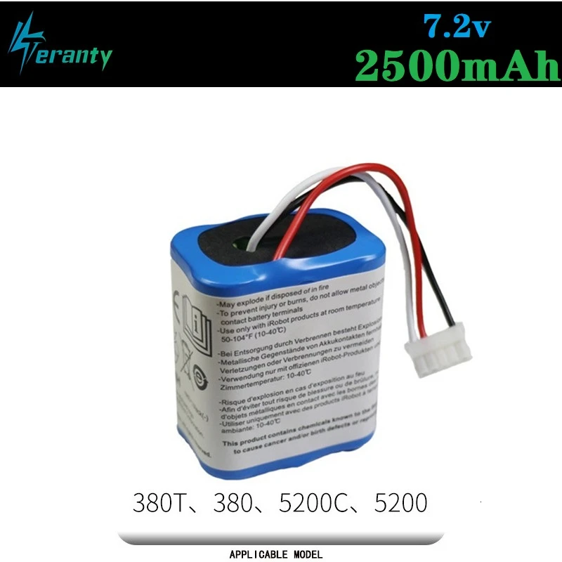 Аккумулятор 7,2 V 2500mAh для iRobot Roomba Braava 380 380T Mint 5200c Ni-MH 2500mAh 2.5Ah 7,2 v перезаряжаемый аккумулятор 1 шт