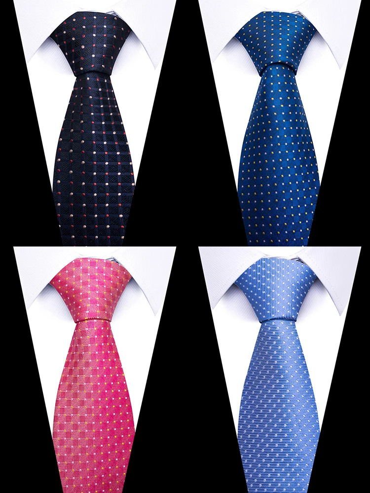 Neck Tie Pocket Square 100% Silk Tie Pocket Squares Cufflink Set Necktie Men Dark Blue Wedding Accessories Office Cravat