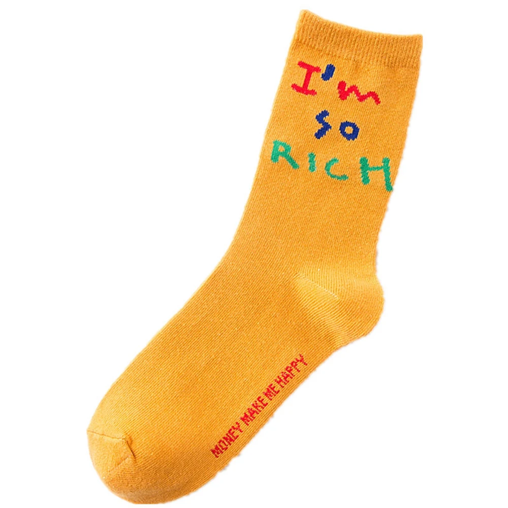 Cute Funny Letter Cartoon Socks Girls Cotton Spring Autumn Sports Socks Women Japanese Ankle Sox White Stripe Sock