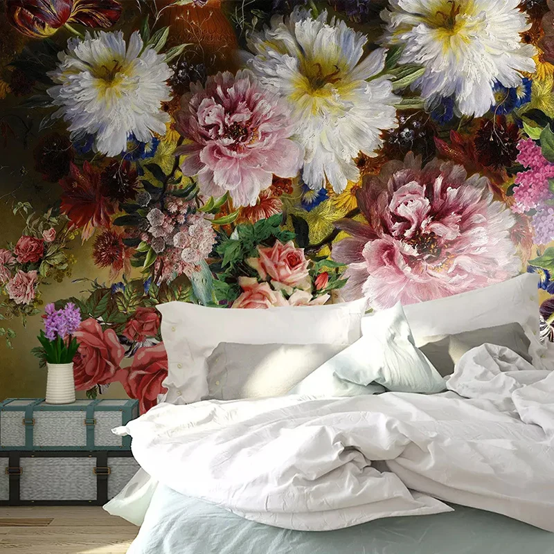 Custom-Any-Size-3D-Wall-Mural-Wallpaper-Painting-European-Style-Retro-Hand-Painted-Floral-Flowers-Living (3)