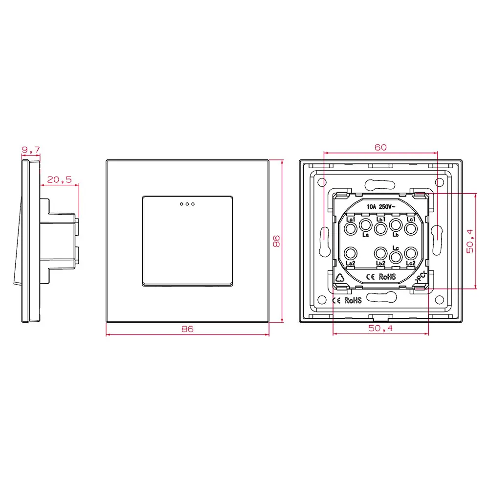 Toque Interruptor de Parede Quadro Vidro toque interruptor de parede quadro vidro 03