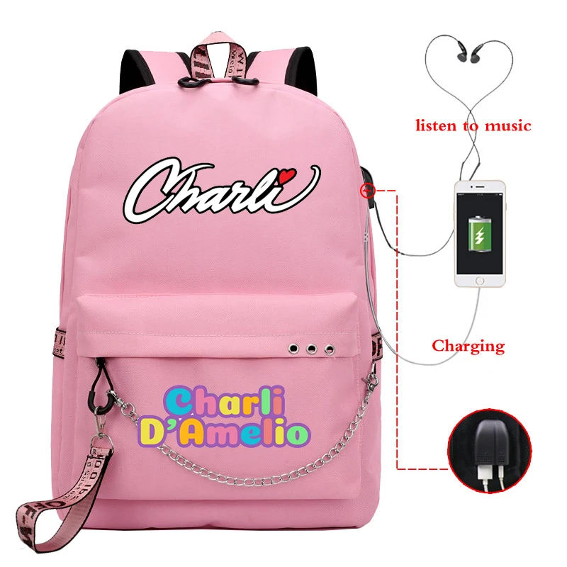 Moda nueva mochila para portátil con carga por USB para adolescentes mochila  escolar con colgante de animales mochilas estampadas para mujeres Zaino WT  #Medium Rosado rocic.com