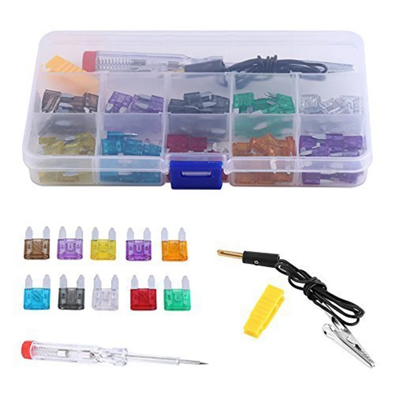 

100 Pcs Mini Blade Fuse 2/3/5/7.5/10/15/20/25/30/35Amp Assortment Blade Fuse kits For Truck Auto Car Motorcycle