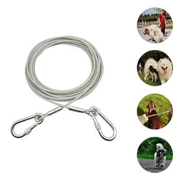 

20/30ft Gold Metal Dog Leash Slip Collar Long Pet Walking Leads Dog Mountain Climbing Rope Puppy Pet Traction For All Dog Size -