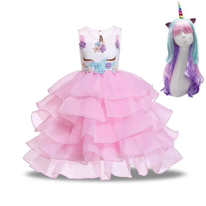 Платье для девочек; платье с единорогом для девочек; Детские платья для девочек; платье Эльзы; Детские праздничные платья принцессы; карнавальный костюм с единорогом - Цвет: E81-2