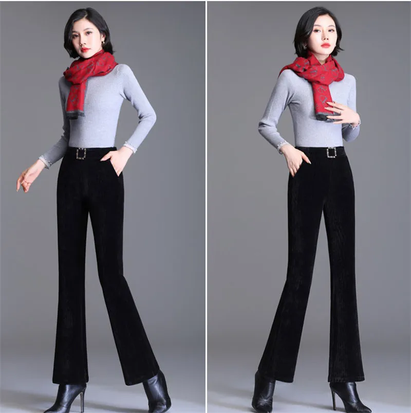 white pants Goddess Autumn Winter Elegant Trousers 2022 Fashion Women Plus Velvet Warm Pants Large Size High Waist Casual Ladies Pants F245 capri shorts