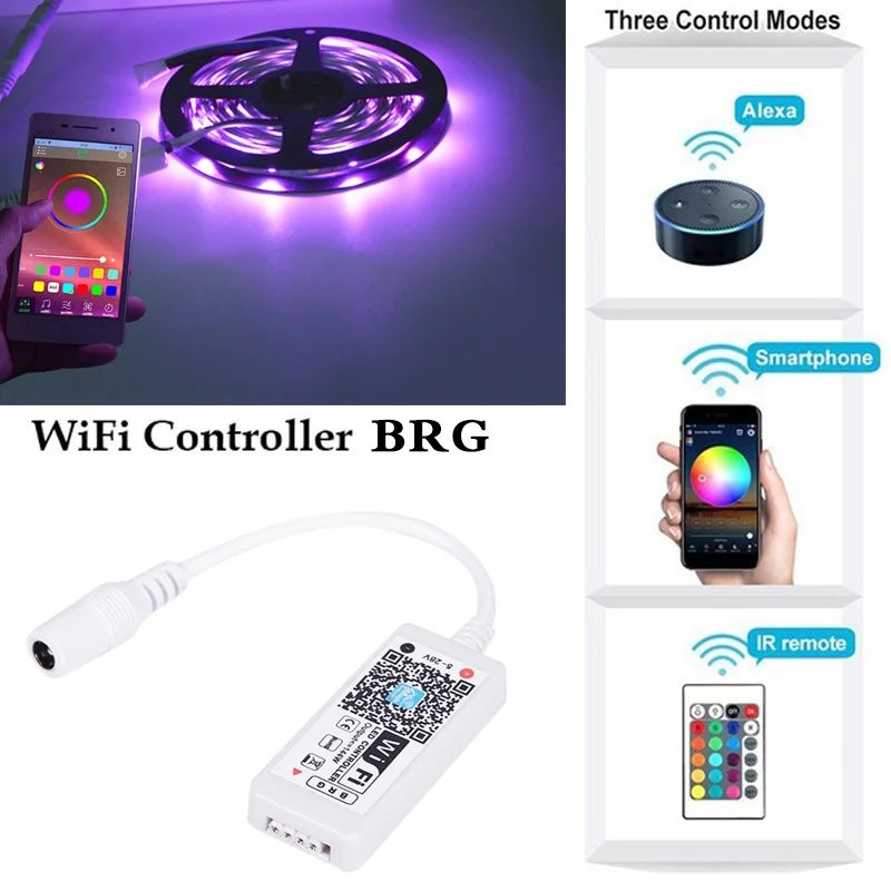 Светодиодный wifi контроллер RGB контроллер мини домашний декор 5050 Регулируемый 3528 для Amazon Alexa rgb-контроллер с Wi-Fi прочный