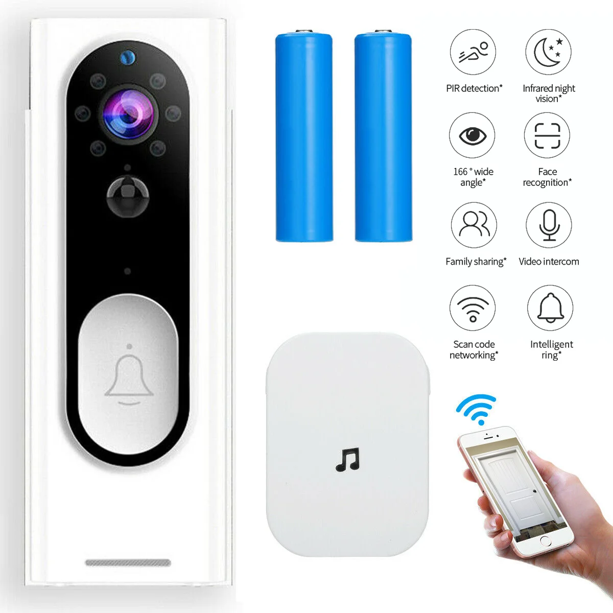 Smart doorbell WiFi 1080p apartment visual intercom home safety alarm bell | Безопасность и защита