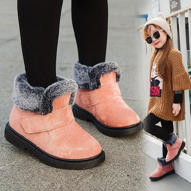 

Girls' Short Boots CHILDREN'S Snow Boots Big Boy New Style Winter Thick plus Velvet Baby Cotton Shoes Preserving BOY'S