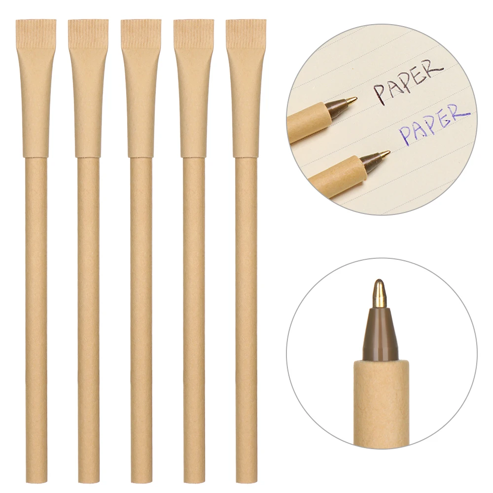 5Pcs Creative Toothpaste Shape Kraft Paper Pen Environmental Friendly Ballpoint School Office Signature Writing Pen Stationery