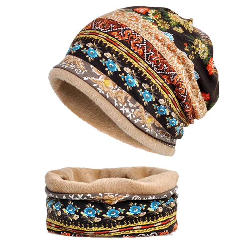 Новые стильные вязаные зимние шапки для женщин с принтом, шапочки, шапка, Женское кольцо, шарф в стиле хип-хоп, Skullies Gorros