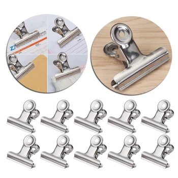 

10Pcs Metal Bulldog Grip Clip Food Sealer Bag Clamp Paper Document Ticket Binder